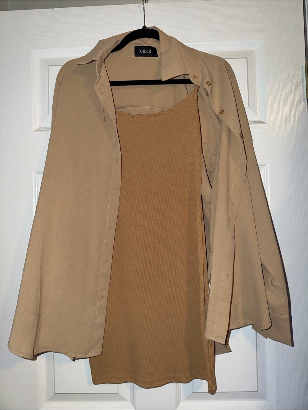 Cider Women's Tan Dress and Shirt Set
